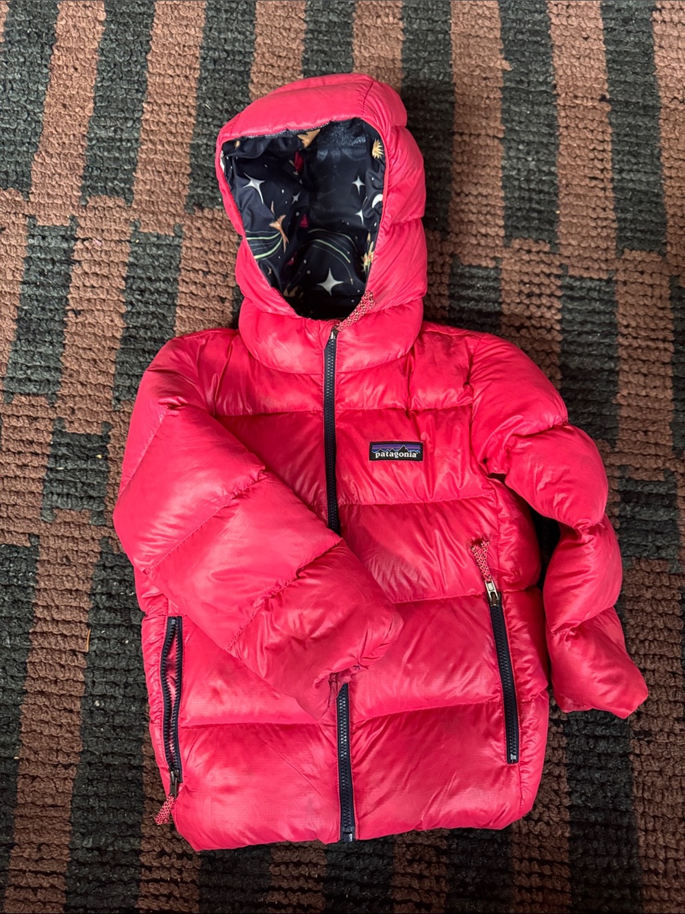 Patagonia Kids Puffer Jacket in Bright Pink with Hood